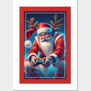 Video Game Controller Christmas Santa Hat Gamer Boys Xmas Posters and Art